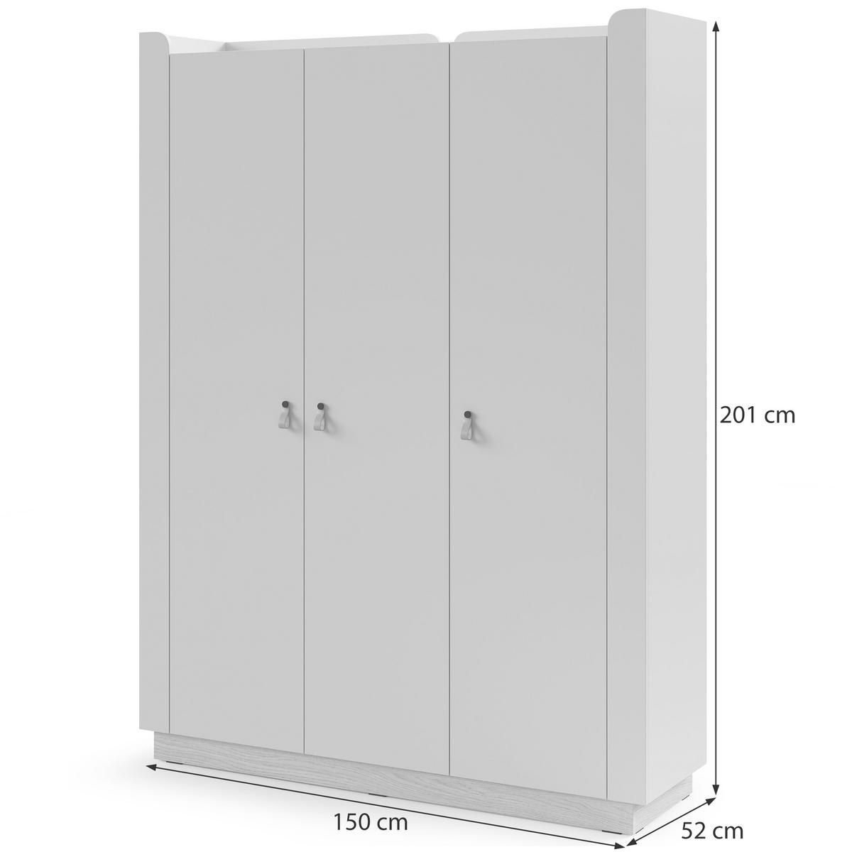 SKŘÍŇ S OTOČNÝMI DVEŘMI Sorella s otočnými dveřmi, 3 dveře, 150 cm, do studentského pokoje, porcini + dub Mavelie - kapučínová/barva dubu, kov/kompozitní dřevo (150/201/52cm) - Beautysofa