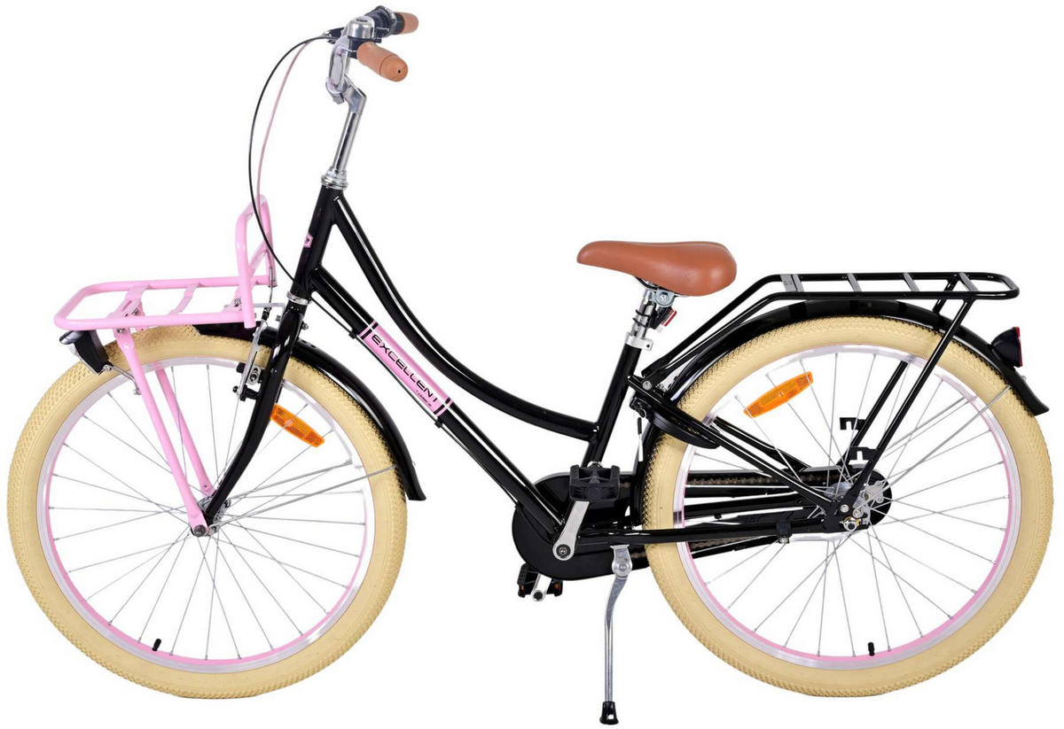 KINDERFAHRRAD Excellent - Mädchen - 24 Zoll - 3 Gänge - Rücktritt + Handbremse - Schwarz - Schwarz, Metall (65cm) - TPFSports