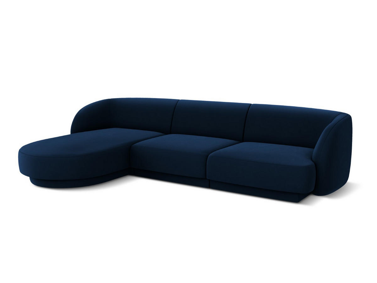 ECKSOFA links Miley aus Samt königsblau 4 Sitzplätze - Blau, Textil (156/255cm) - Micadoni
