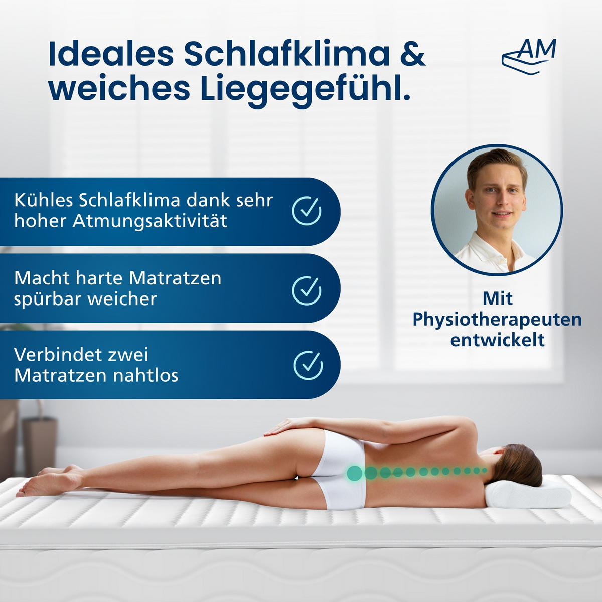 HYPERSOFT TOPPER 150/210 cm - 6cm Höhe & Tencel Bezug - Weiß, Textil (150/210cm) - AM Qualitätsmatratzen