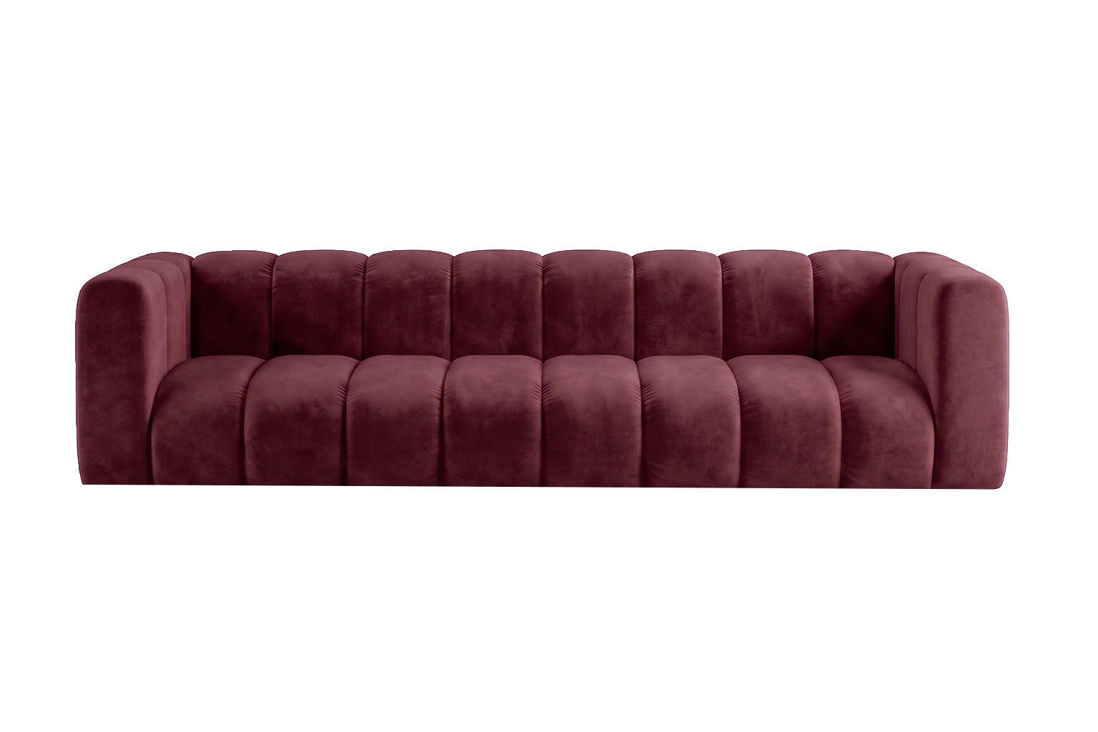 SOFA 4-Sitzer Modulares, Velvet-Stoff Riviera, Rotwein, GRAND - Dunkelrot, Holz (290/70/89cm) - Kaiser Möbel