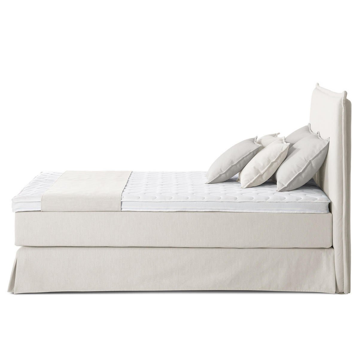 BOXSPRINGBETT mit Husse - Platinfarben, Textil (140/200cm) - home24
