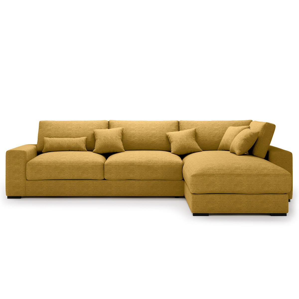 ECKSOFA mit Longchair - Gelb/Schwarz, Kunststoff/Textil (340/205cm) - home24