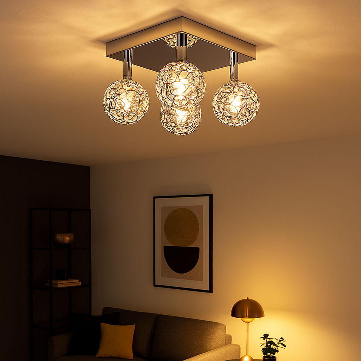 LED DECKENLEUCHTE Geflecht Silber - Silberfarben, Metall (22/20/15cm) - Globo Lighting