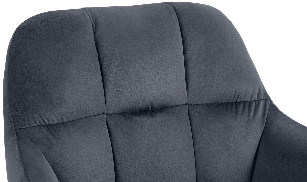 BARHOCKER Samt dunkelgrau - Dunkelgrau/Weiß, Textil (57/97/59cm) - CLP