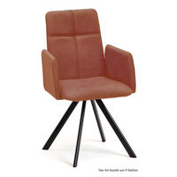 ARMLEHNSTUHL drehbar (8er-Set) Desha 52x92x60 Schwarz/Cognac - Cognac/Schwarz, Kunststoff (60/92/52cm) - 58aufmkessel
