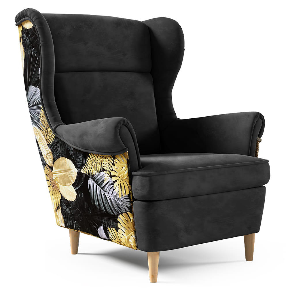 Beautysofa KŘESLO ušák Havana ve skandinávském stylu, černá