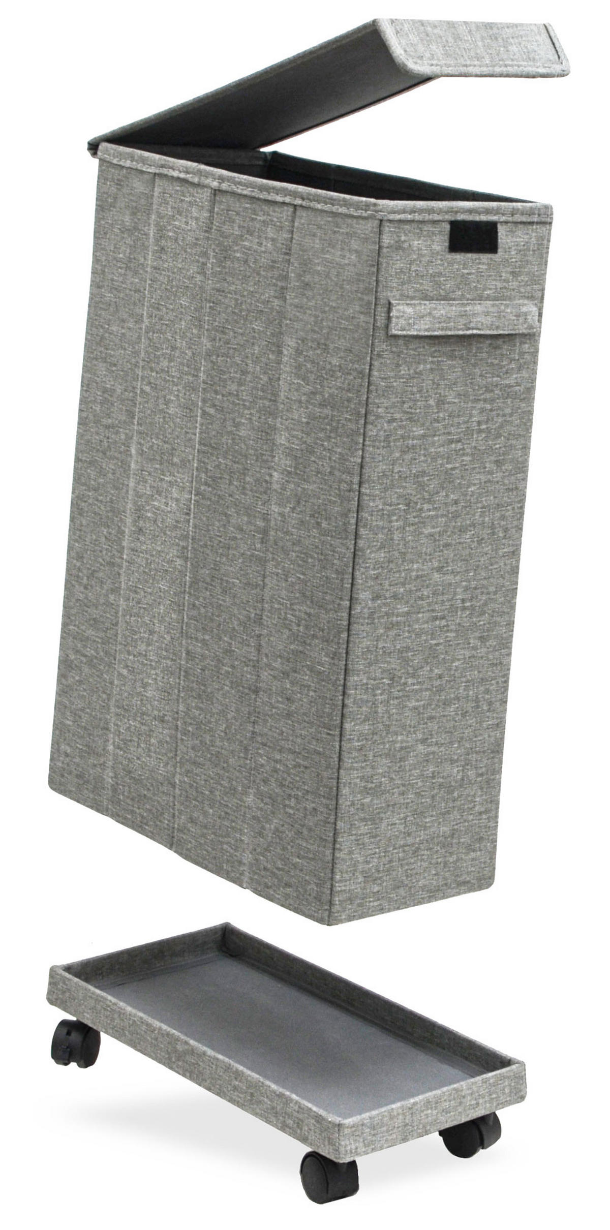 WÄSCHEKORB faltbar 19/40/60 Hellgrau mit Druck - Grau, Kunststoff (21/66/42cm) - Dunedesign