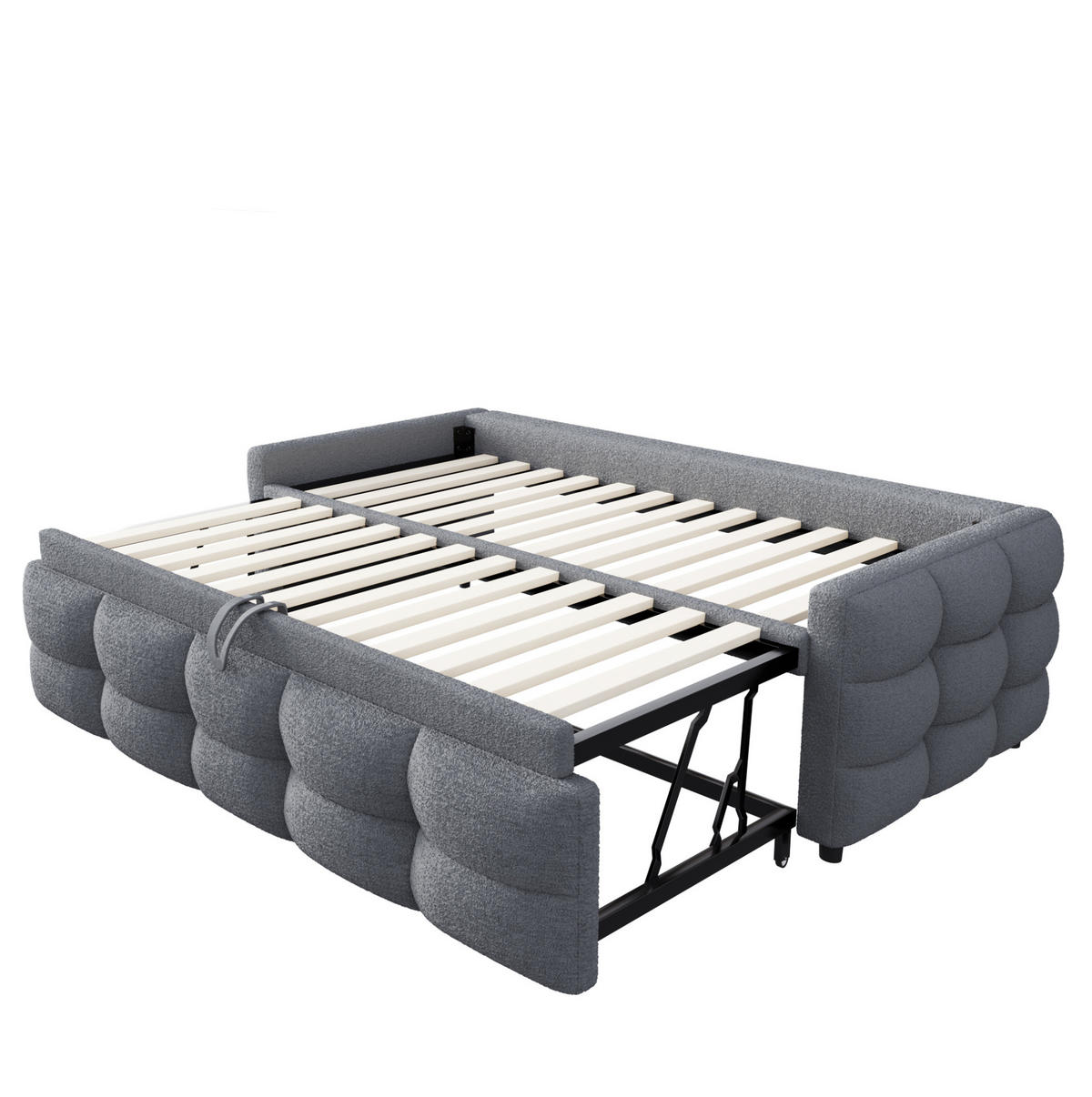 POLSTERBETT 90/190 cm ausziehbar mit Lattenrost und Teddybezug, Grau - Grau, Textil (90/190cm) - Redom