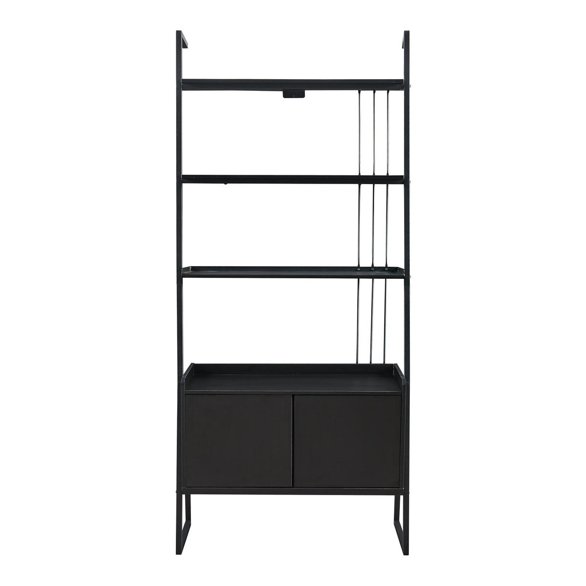 LEITERREGAL Storfjord - Schwarz, Holzwerkstoff/Metall (80/183.5/40cm) - [en.casa]