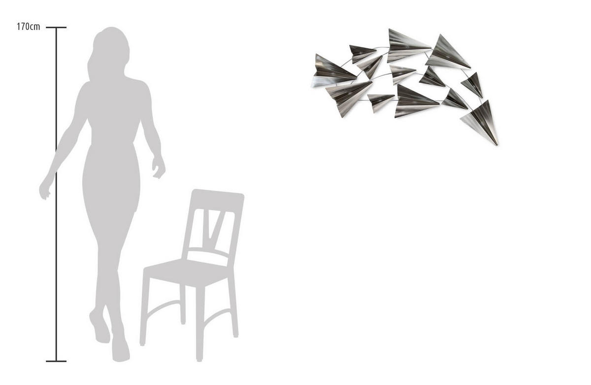 WANDDEKO Silber 126/54 cm - Silberfarben, Metall (3.75/54/5cm) - KUNSTLOFT