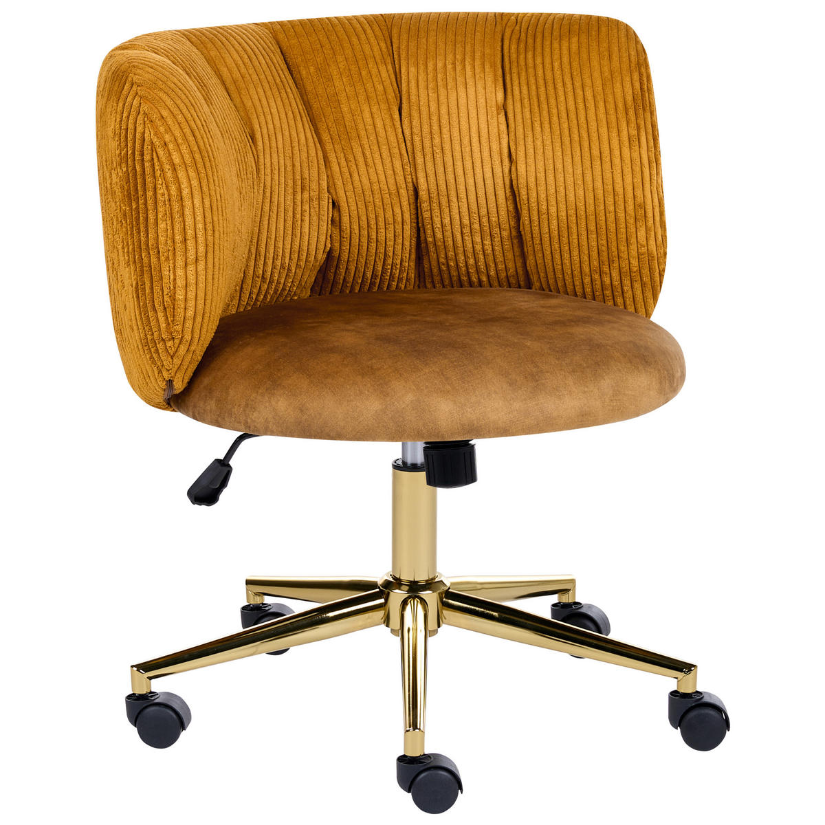 SCHREIBTISCHSTUHL Cord Senfgelb Pelora - Gelb, Textil (64/76/60cm) - Beliani