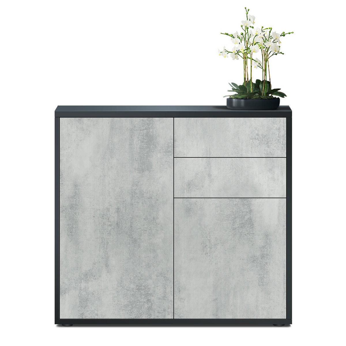 KOMMODE Ben Front in Beton Oxid Optik - Hellgrau, Holzwerkstoff (79/74/36cm) - Vladon