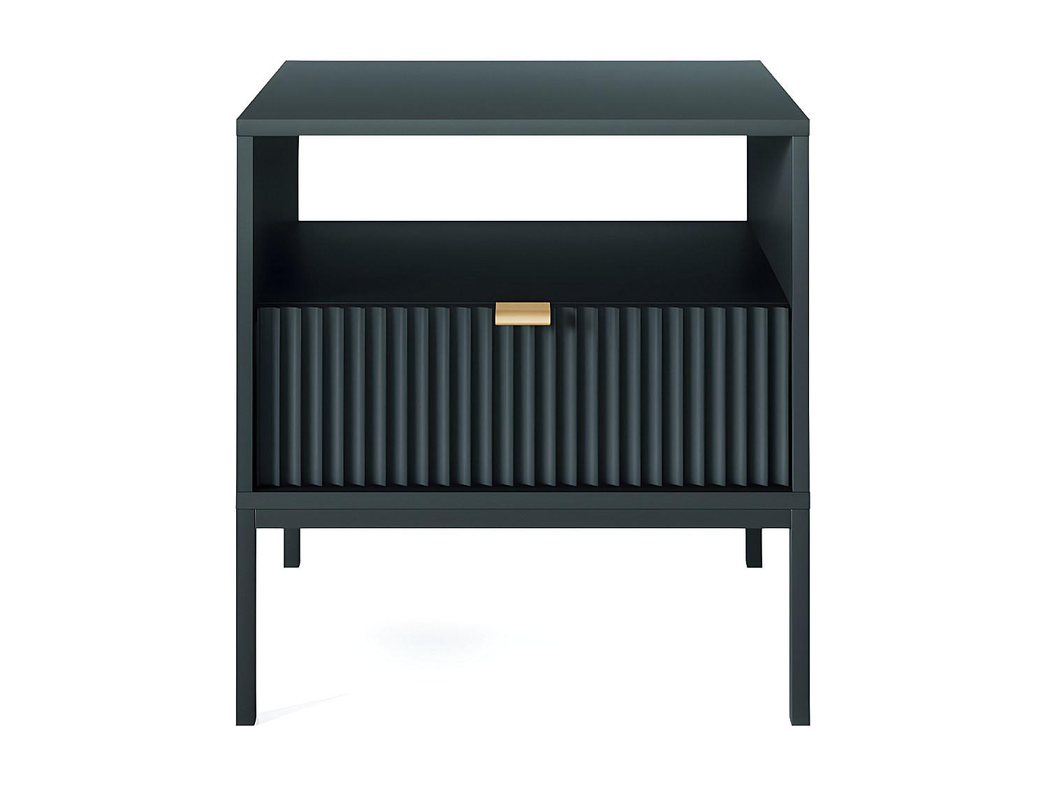 NACHTTISCH - 54 cm x 39 cm - Holz, Platte - Schwarz - LIOUBA - Schwarz, Holz (54/56/39cm) - Vente-Unique