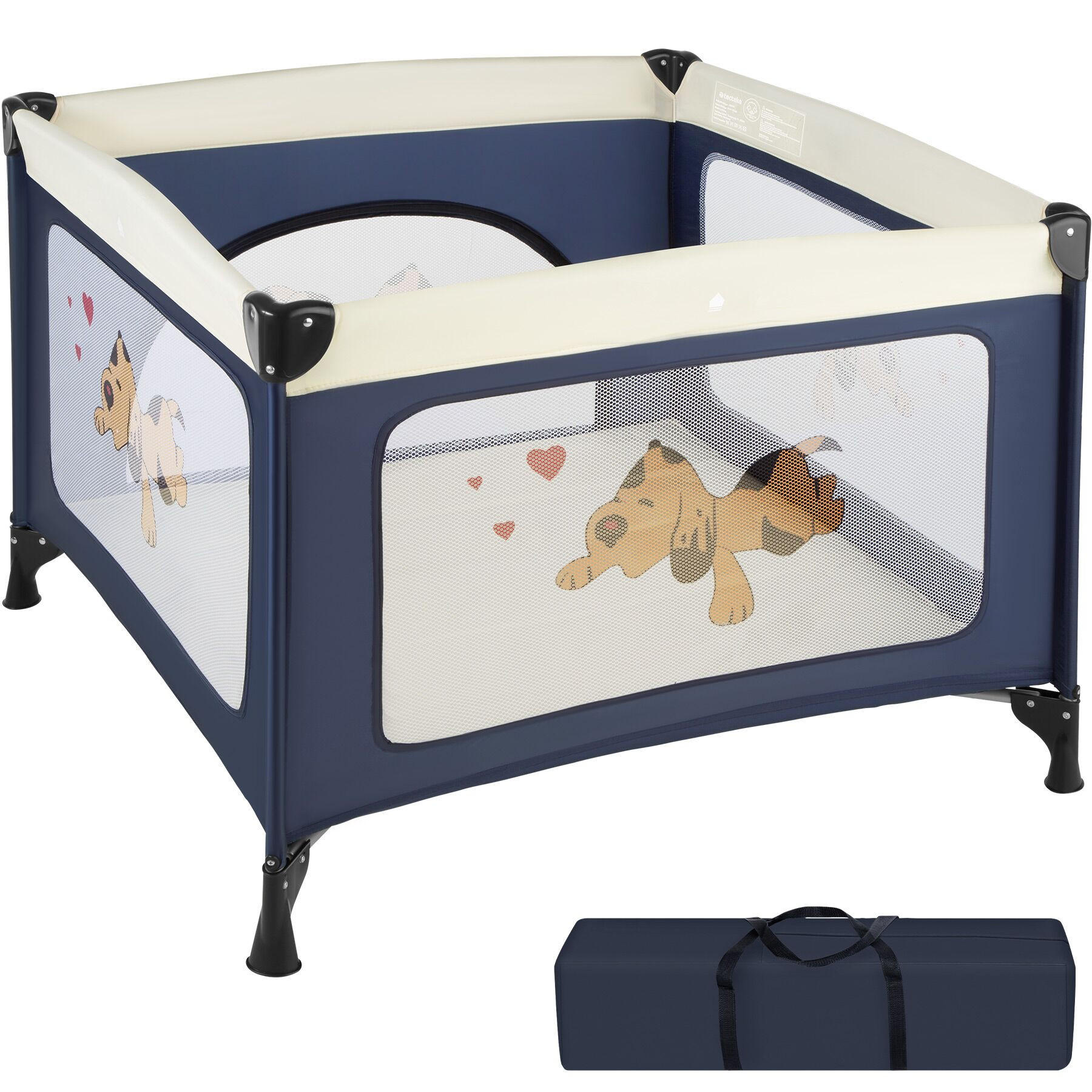 LAUFSTALL für Baby Tommy Junior, 105 x 105 x 78 cm, blau - Blau, Textil (105/75/105cm) - tectake