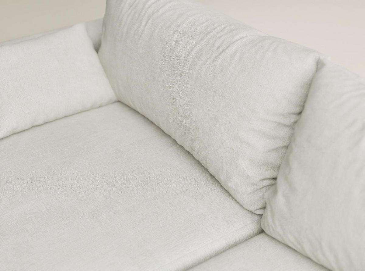 ECKSOFA MIT SCHLAFFUNKTION Leon Creme Webstoff - Creme/Schwarz, Holz/Holzwerkstoff (239/148cm) - Maison de Reve