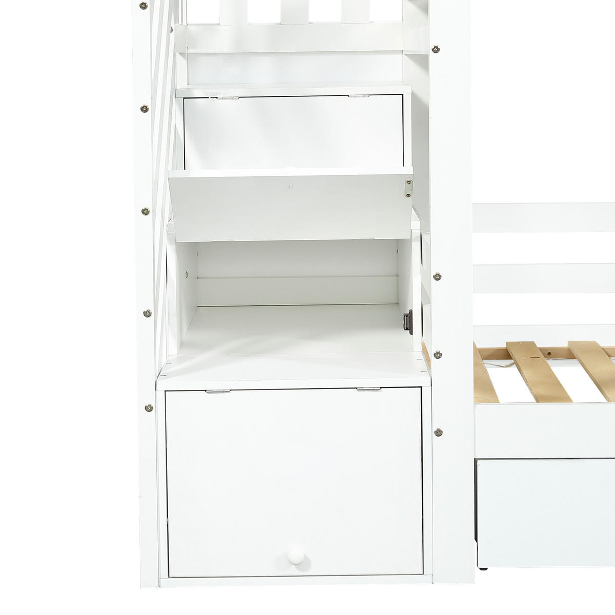 ETAGENBETT Treppenschrank Weiß 90x200cm - Weiß, Holz (90/200cm) - ComfortXL