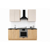 KÜCHENZEILE 200 cm – Sorento K46-G200 – in Beige & Sonoma Eiche / Matt - Beige/Schwarz, Holz/Metall (200/212/58cm) - ROYAL24_MARKT