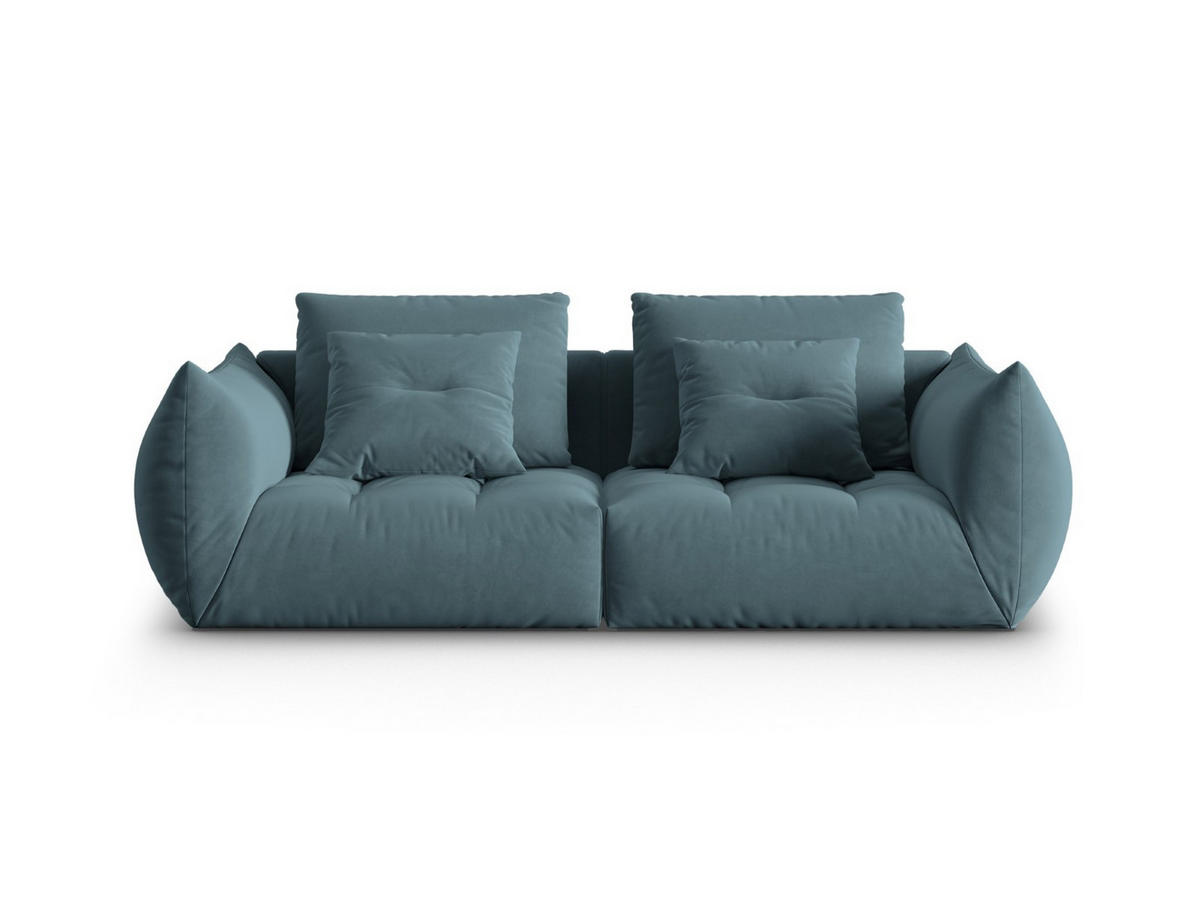 SOFA modular Bloom aus Samt pastellblau 3 Sitzplätze - Pastellblau, Textil (106/95/232cm) - Micadoni