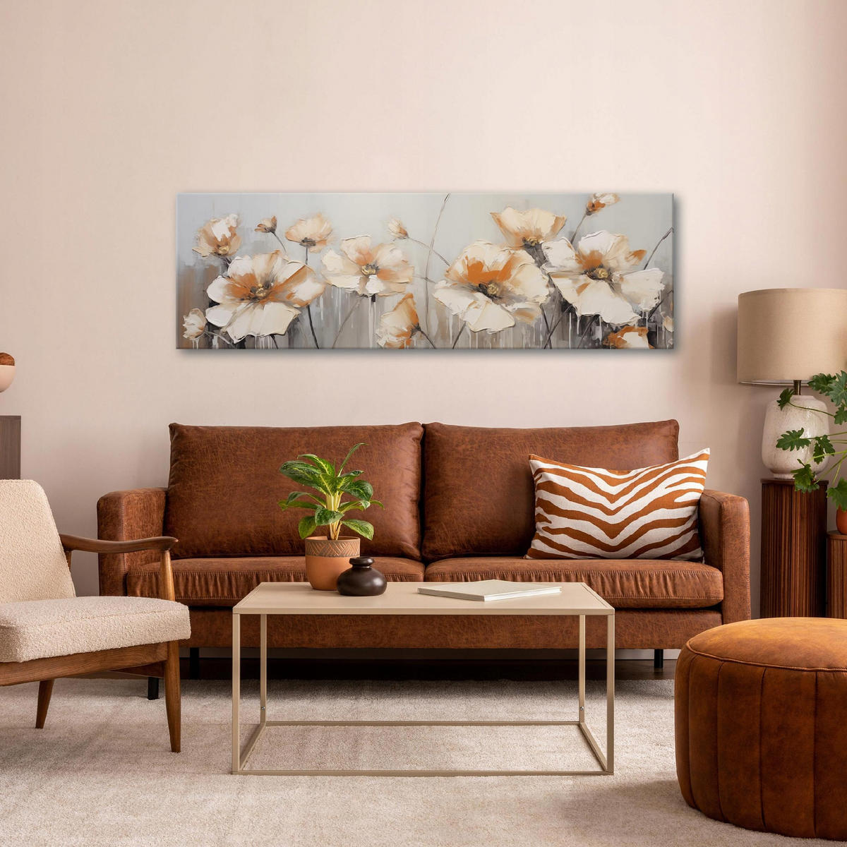 BILDER Abstrakt Blumen Modern Schlafzimmer 145x45 - Multicolor, Holzwerkstoff (145/45cm) - Wallarena