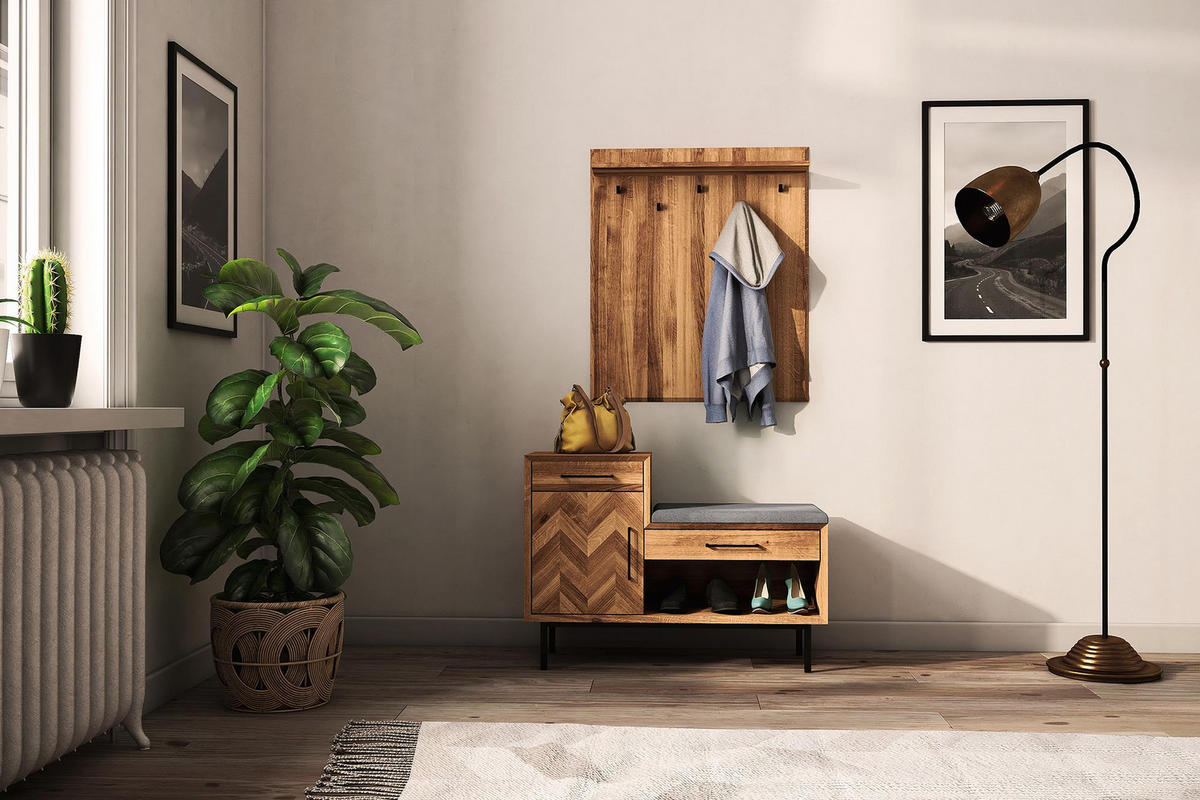 HALLENBANK LEON Wildeiche - Wildeiche, Holz (97/70/36cm) - byoak
