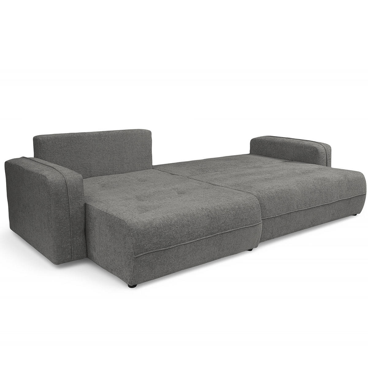 ECKSOFA mit Schlaffunktion - 272 cm - Anthrazit/Schwarz, Kunststoff/Textil (272/145cm) - home24