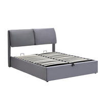 POLSTERBETT aus Samt 140x200 cm in Grau mit Hydraulik & Stauraum - Grau, Textil (140/200cm) - Modfu