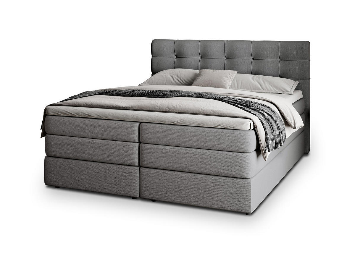 POSTEL BOXSPRING AREZI 160x200 cm, s matrací a úložným prostorem, šedá - šedá, kompozitní dřevo/textil (160/200cm) - MASSENO