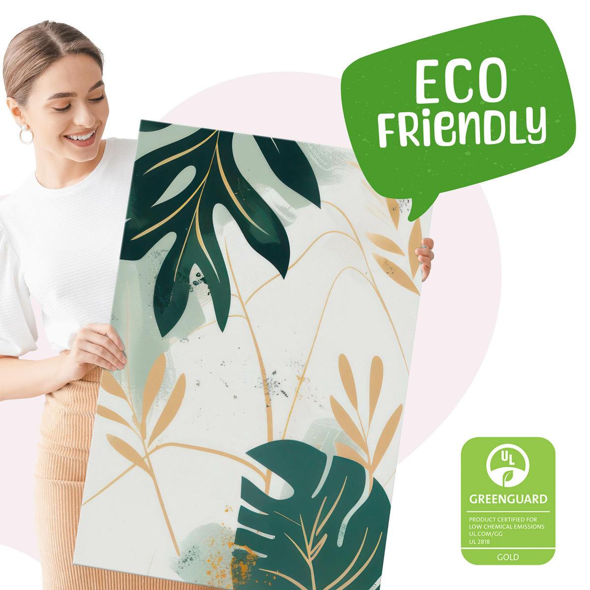 LEINWANDBILDER 3-es Set Blätter Pflanzen - Beige/Weiß, Textil (90/40cm) - Muralo