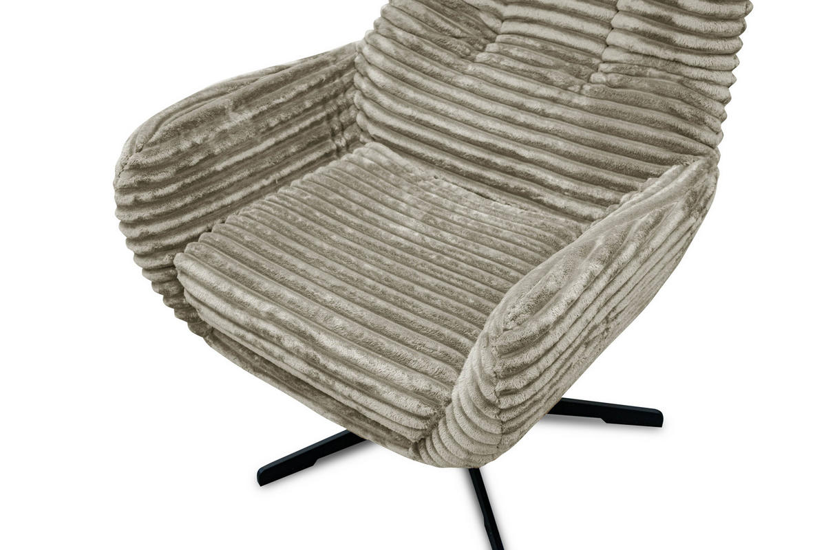 SESSEL MONACO 1-Sitzer, Cordstoff hellbraun - Hellbraun/Schwarz, Holz/Textil (74/116/84cm) - Courtois Laville
