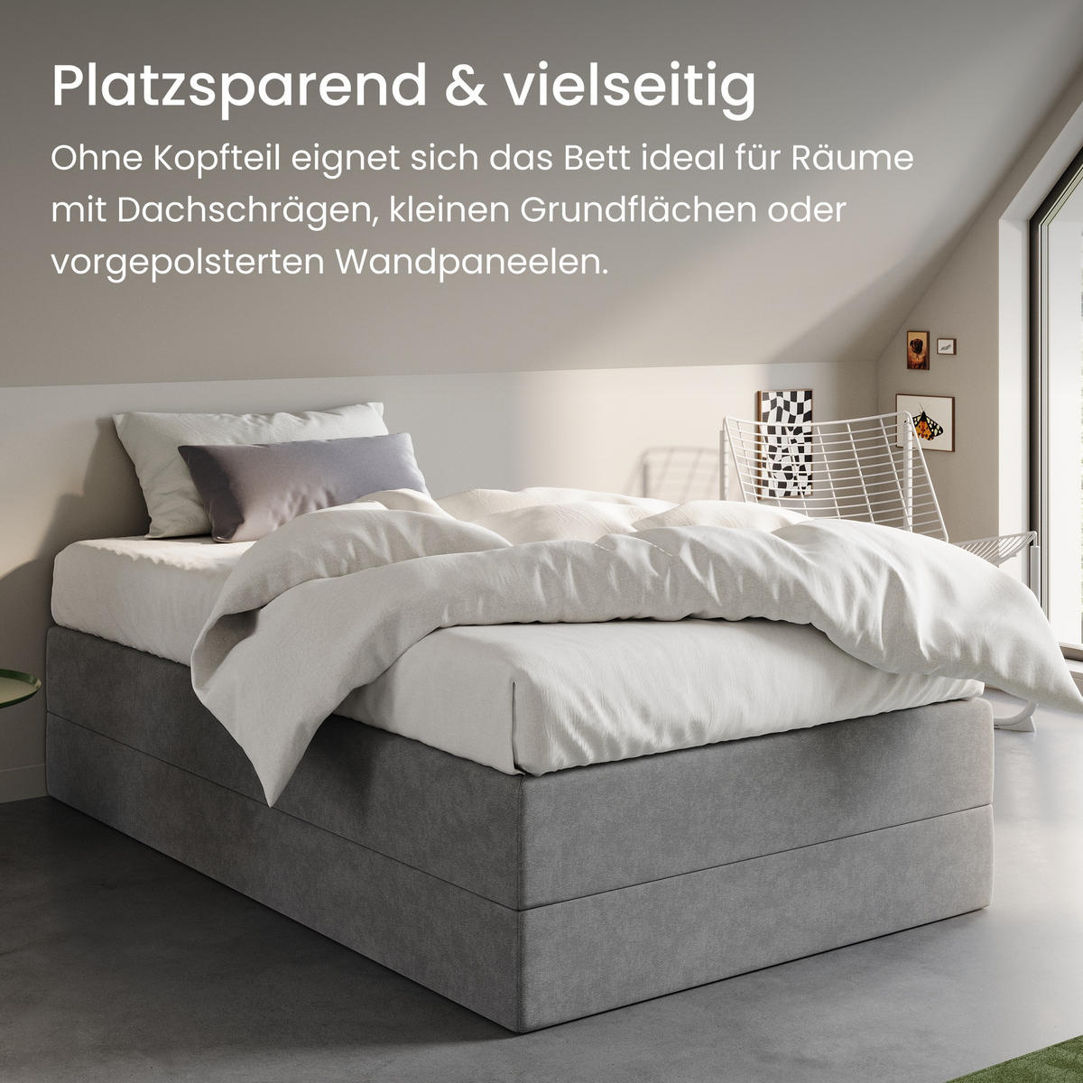 BOXSPRINGBETT mit Bonnell Matratze, 100 x 200 cm, in Grau - Grau, Naturmaterialien (100/200cm) - Home Collective