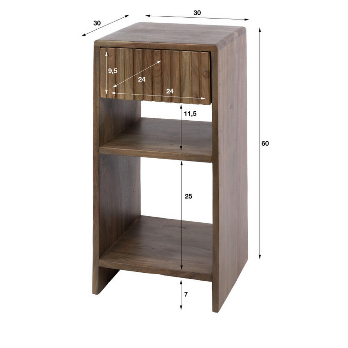 NACHTTISCH Liva Braun 30/30/60 cm - Braun, Textil (30/60/30cm) - Hoyz Collection