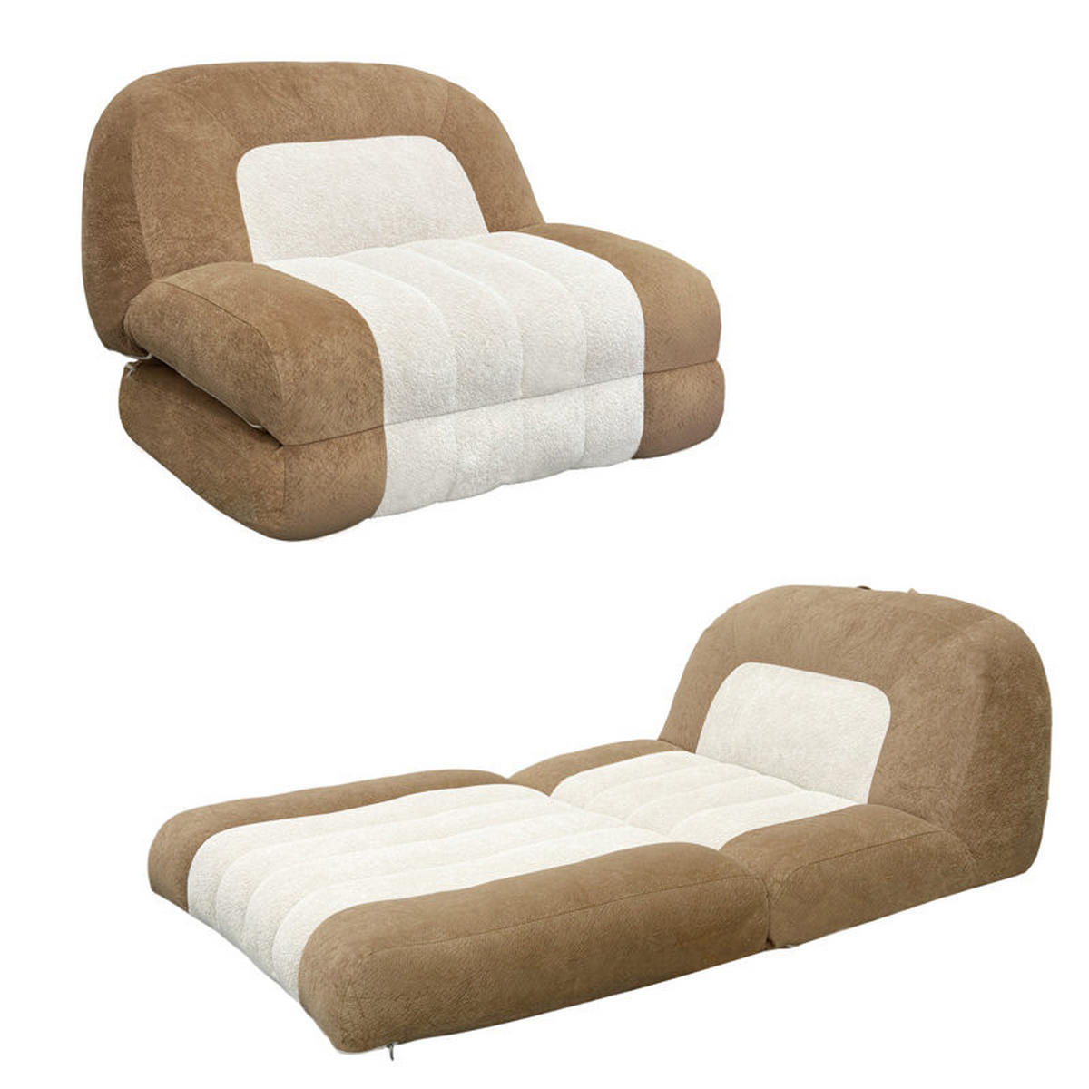 SCHLAFSESSEL Beige 100cm - Beige, Textil (100/96/90cm) - Vercart