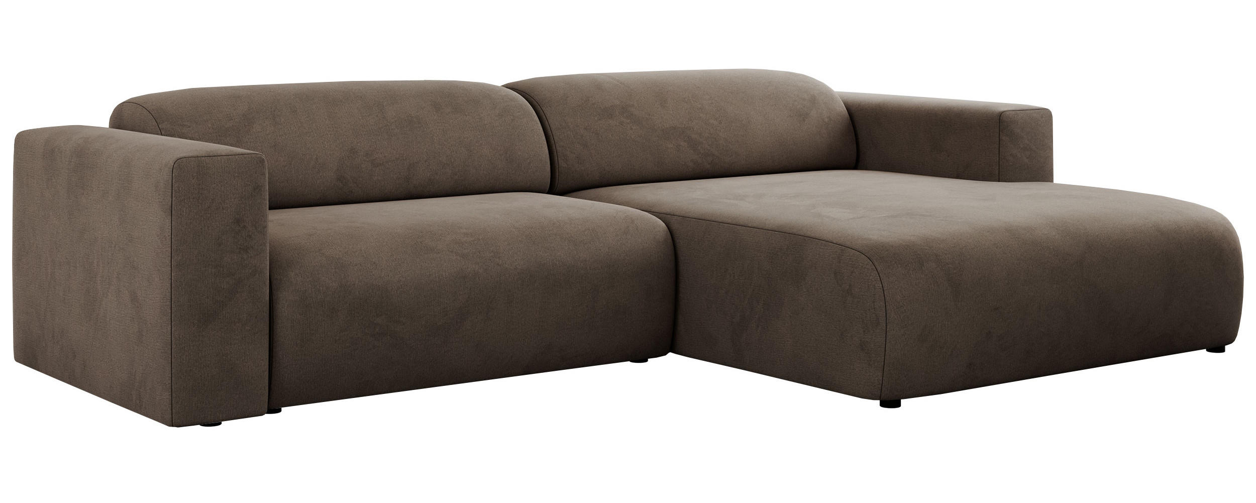 ECKSOFA PASADENA Braun Velvet - Rechts Seite - Schwarz/Braun, Kunststoff/Textil (180/288cm) - MKS