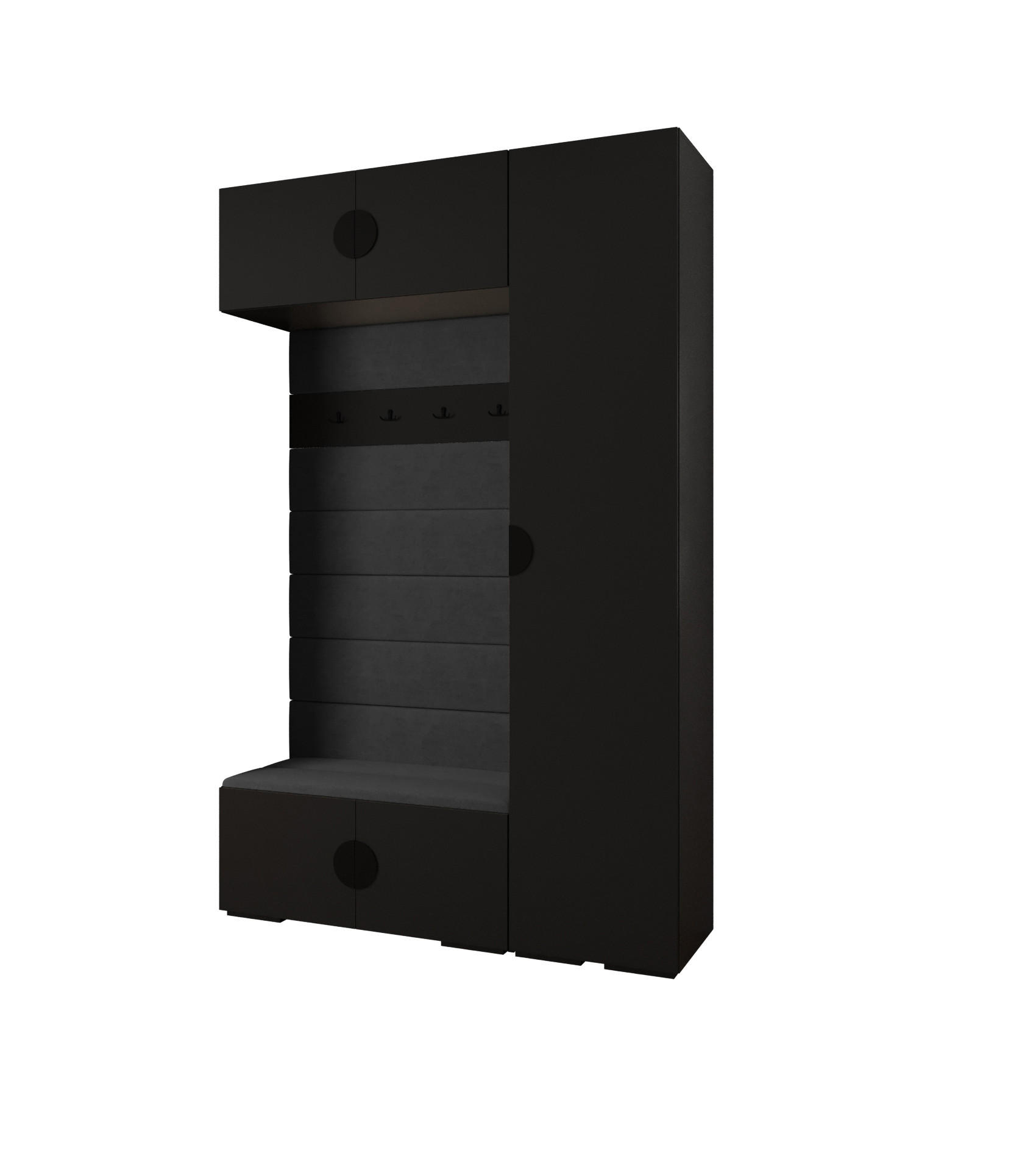 Abiks Möbel Garderoben-Set Schwarz, Schwarz, Schwarz 150x236.7x47 cm