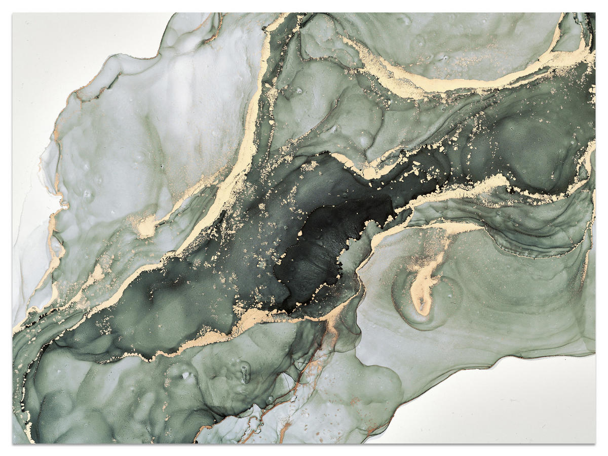 FOTOTAPETE für Küche Eleganter Grüner Marmor Gold Glamour 400x280 - Grün, Papier (400/280cm) - Muralo