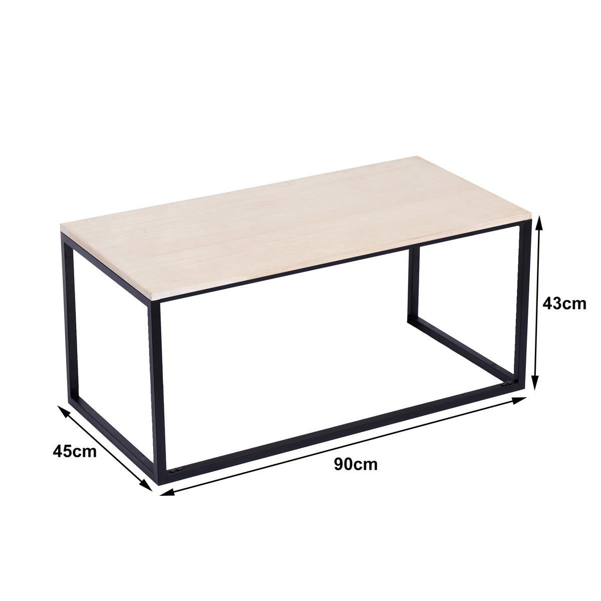 COUCHTISCH Rechteckig Schwarz 90 x 45 x 43 cm - Schwarz, Holz (45/90/43cm) - Nordlys