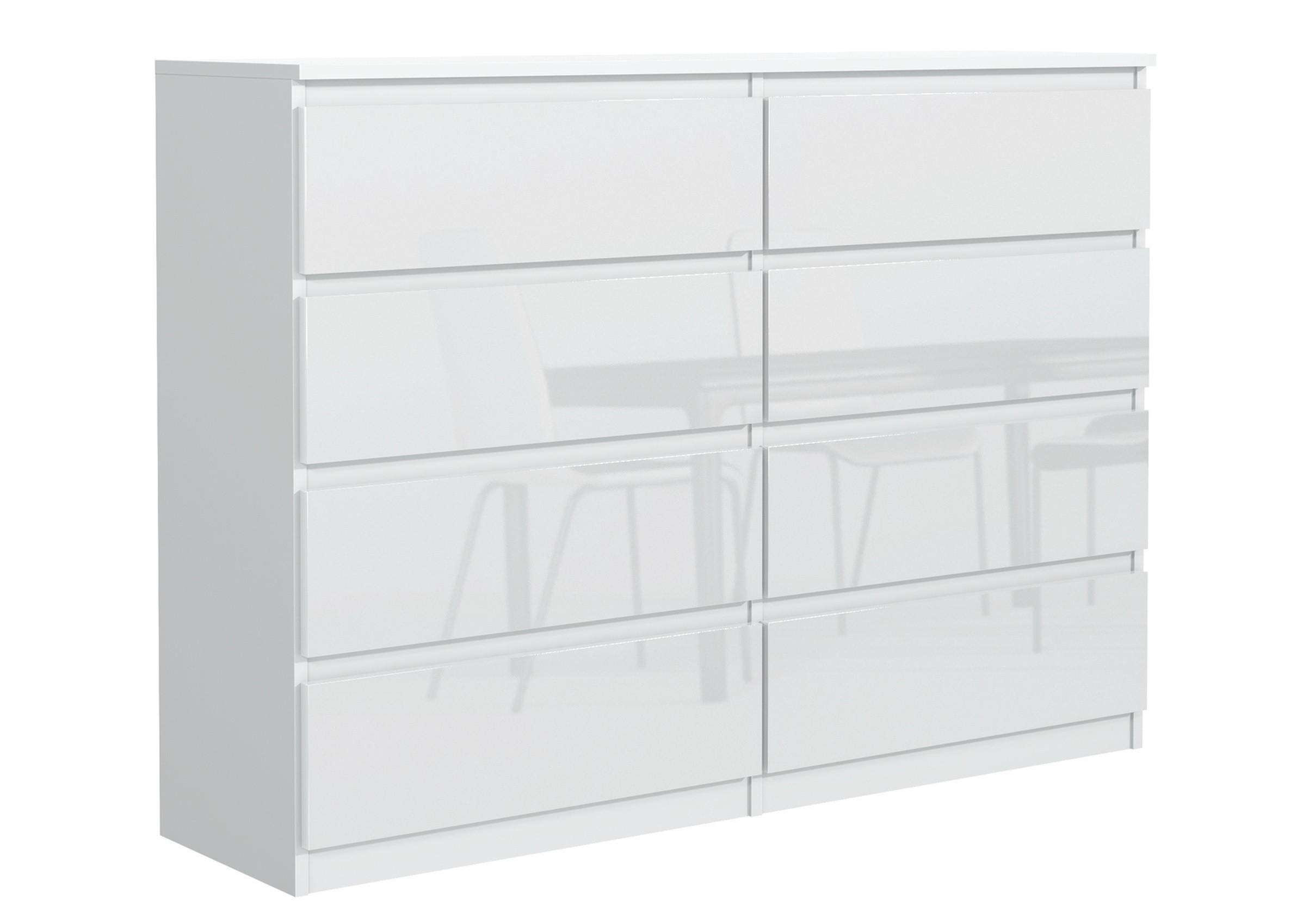 KOMMODE Weiß, Hochglanz 120/102/39 - Weiß Hochglanz/Weiß, Holzwerkstoff (120/102/39cm) - RAUMHIRSCH FURNITURE