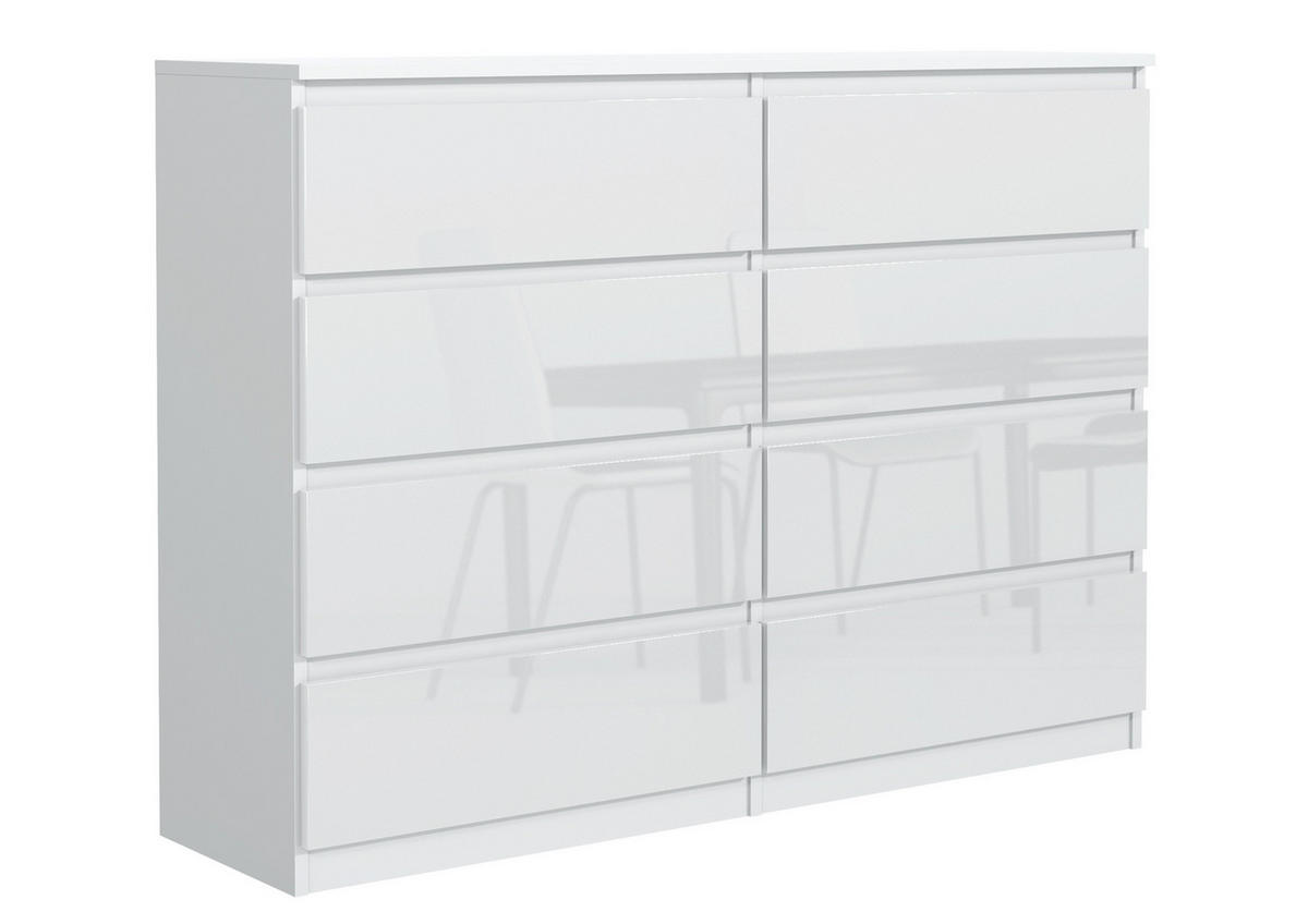 KOMMODE Weiß, Hochglanz 120/102/39 - Weiß Hochglanz/Weiß, Holzwerkstoff (120/102/39cm) - RAUMHIRSCH FURNITURE