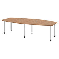 KONFERENZTISCH mittel KT28 130/280/74 cm in Nussbaumfarben/Füße in Silberfarben - Silberfarben/Nussbaumfarben, Holzwerkstoff (130/280/74cm) - bümö