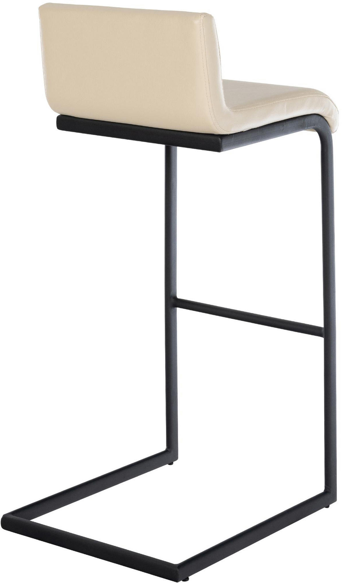 BARHOCKER New Orleans Kunstleder B creme - Schwarz/Naturfarben, Kunststoff/Metall (40/96/50cm) - TPFLiving