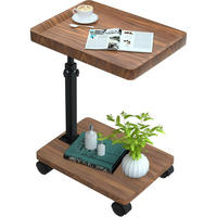 BEISTELLTISCH mit Rollen Nussbaum 45-80 cm - Braun, Holzwerkstoff (40/30/45cm)