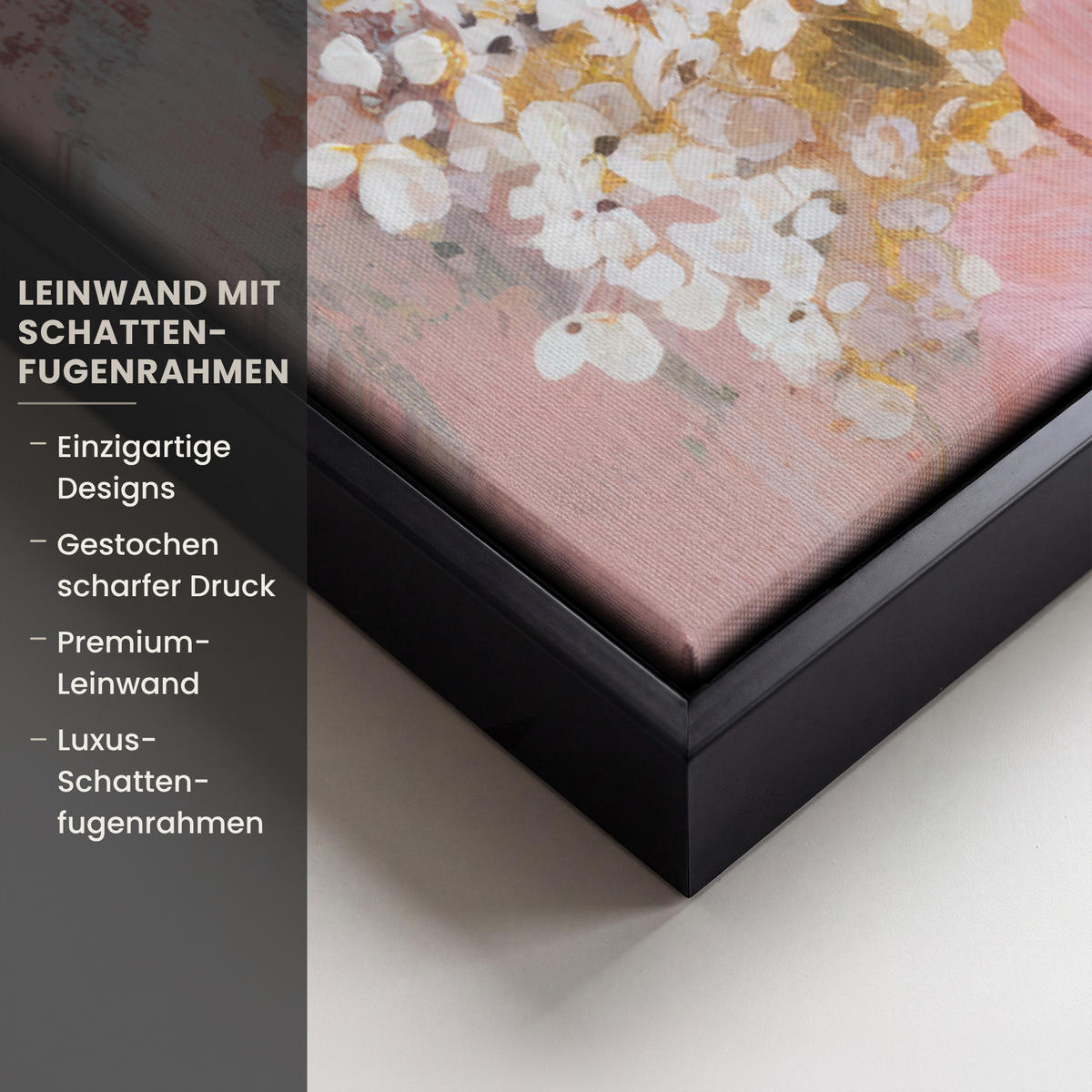 LEINWAND Bilder mit Rahmen - Malerei - Blumen - Rustikal - Rosa - 40x60 - Altrosa, Textil (40/60cm) - MuchoWow