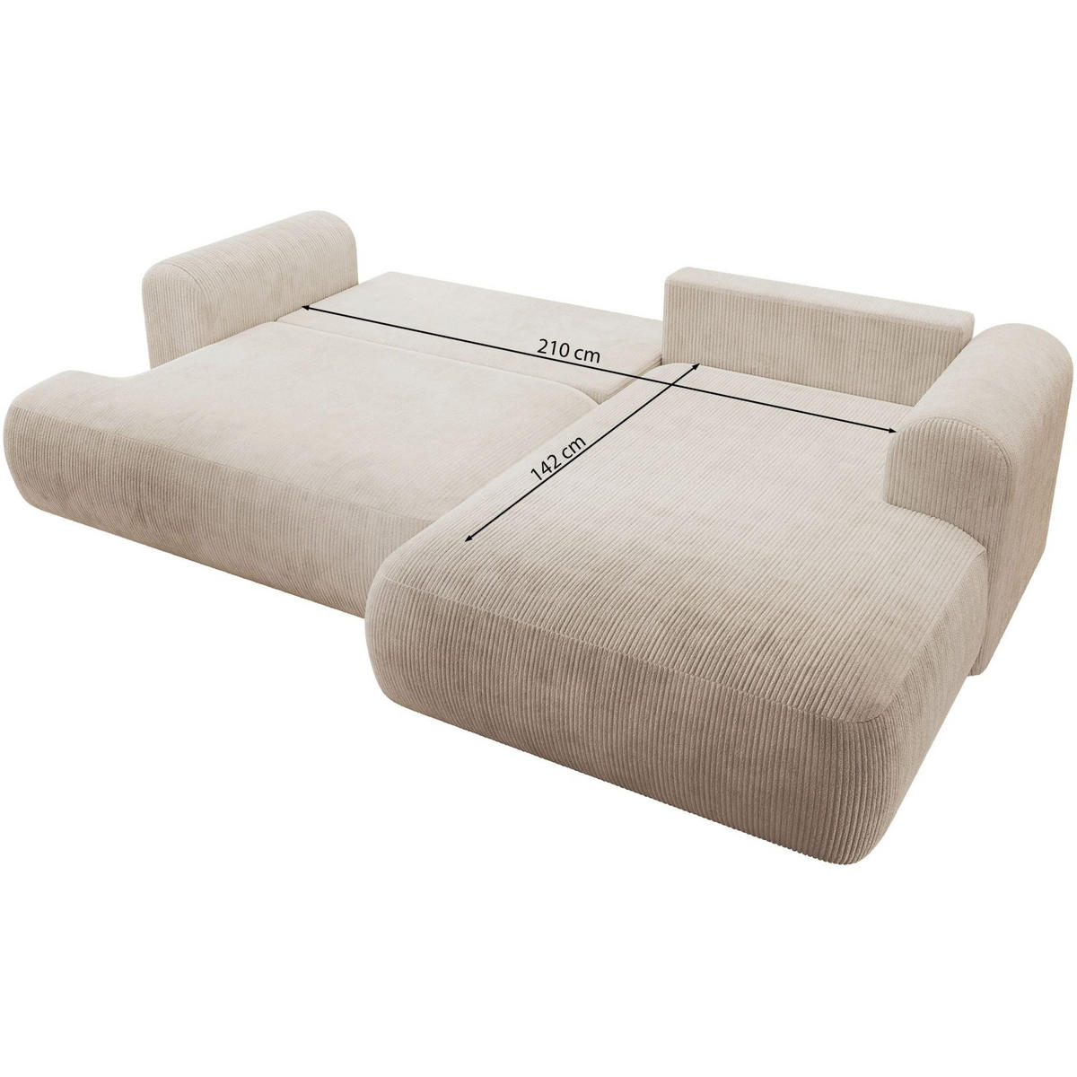 ECKSOFA Ovo Cord mit Cordbezug Dunkelgrau, links - Dunkelgrau/Schwarz, Textil (260/165cm) - Selsey