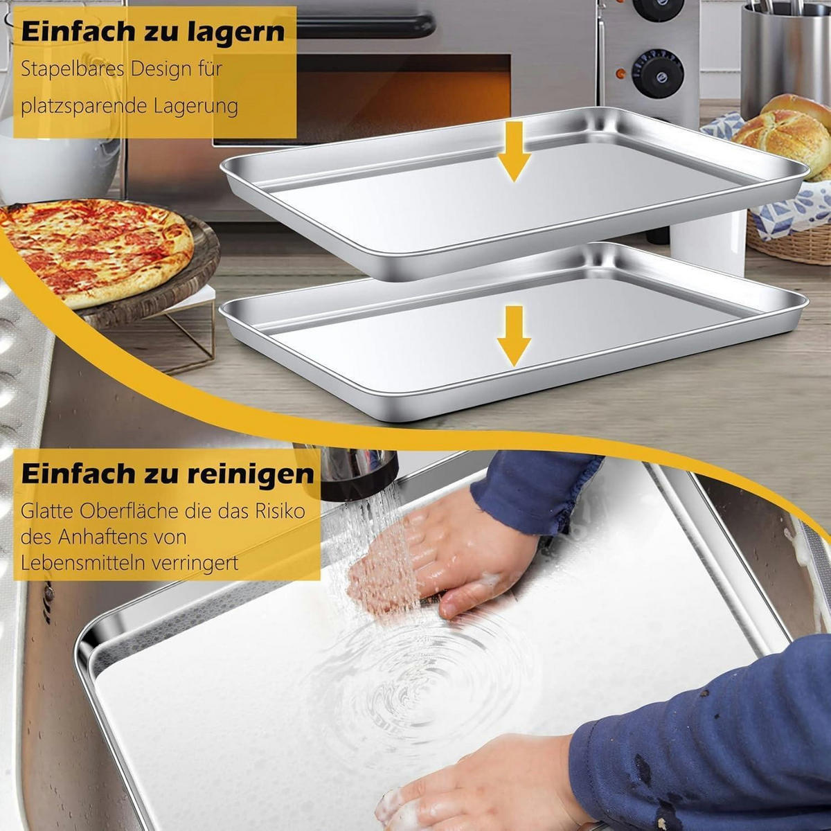 BACKBLECH 2er Set Edelstahl 40,5 x 30,5 cm - Silberfarben, Metall (30.5/2.5/40.5cm)