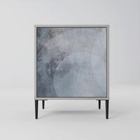 SIDEBOARD MUTED ARC, Grau, 57,5x42x72,5 cm, Schwarze Metallfüße - Multicolor/Schwarz, Holzwerkstoff/Metall (57.5/72.5/42cm) - SpaceRebels