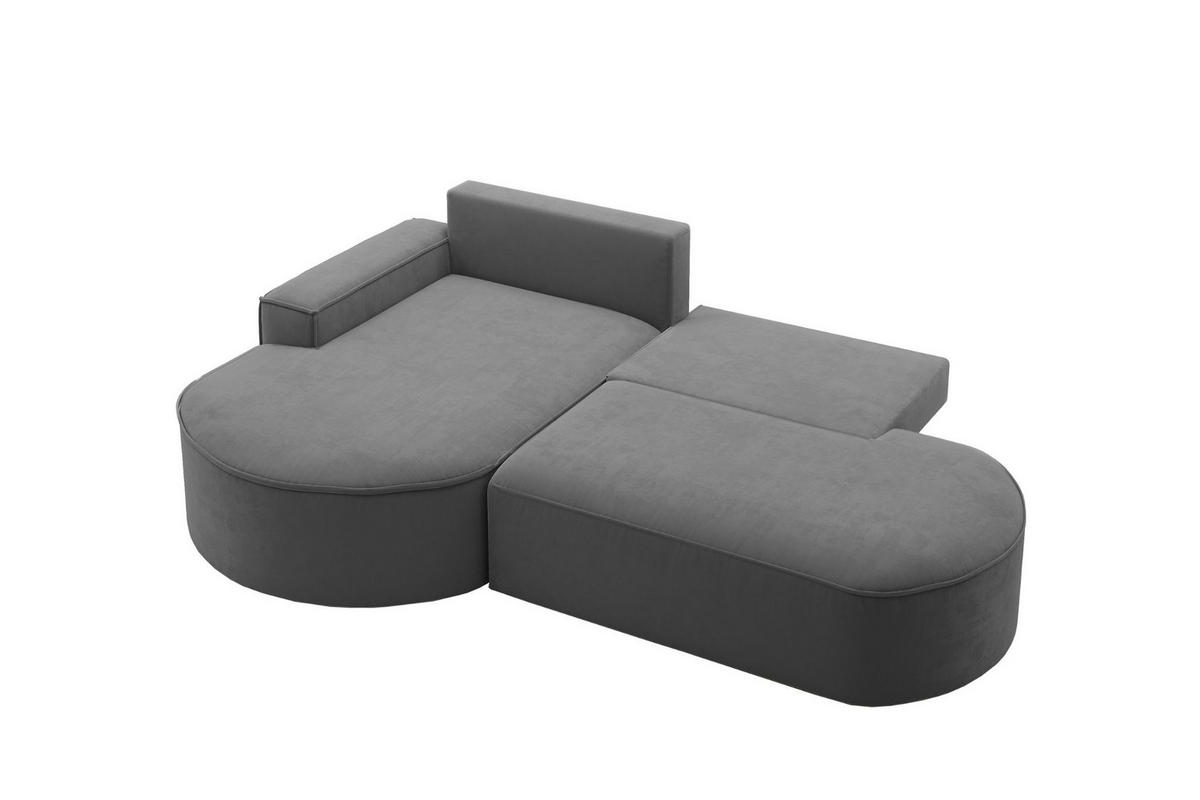ECKSOFA mit Schlaffunktion und Bettkasten Modena Runden stoff Salvador Anthrazit Links - Anthrazit, Holz/Textil (179/278cm) - Kaiser Möbel