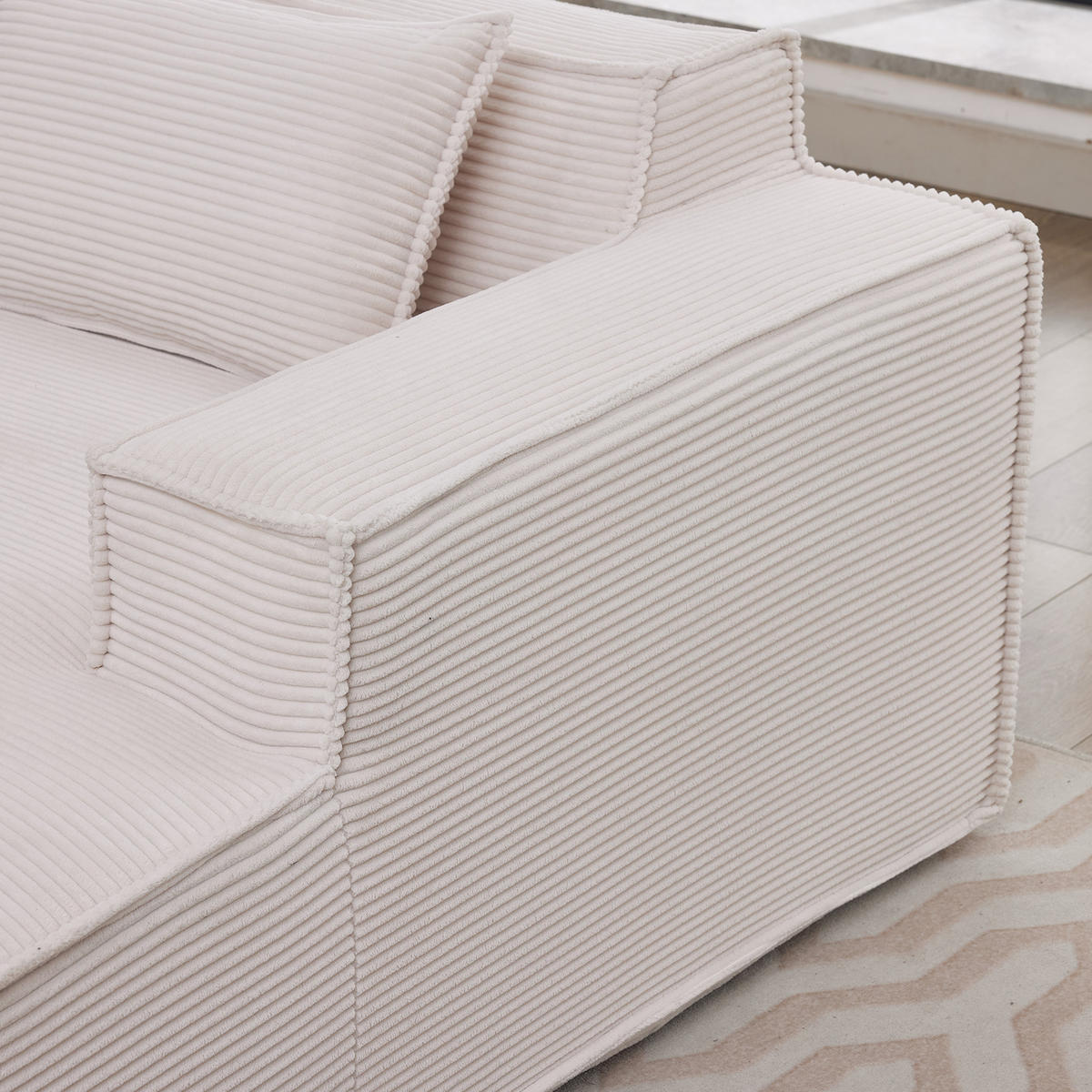 ECKSOFA Polyester Beige mit Kissen - Beige, Textil (235/129cm) - WISHDOR