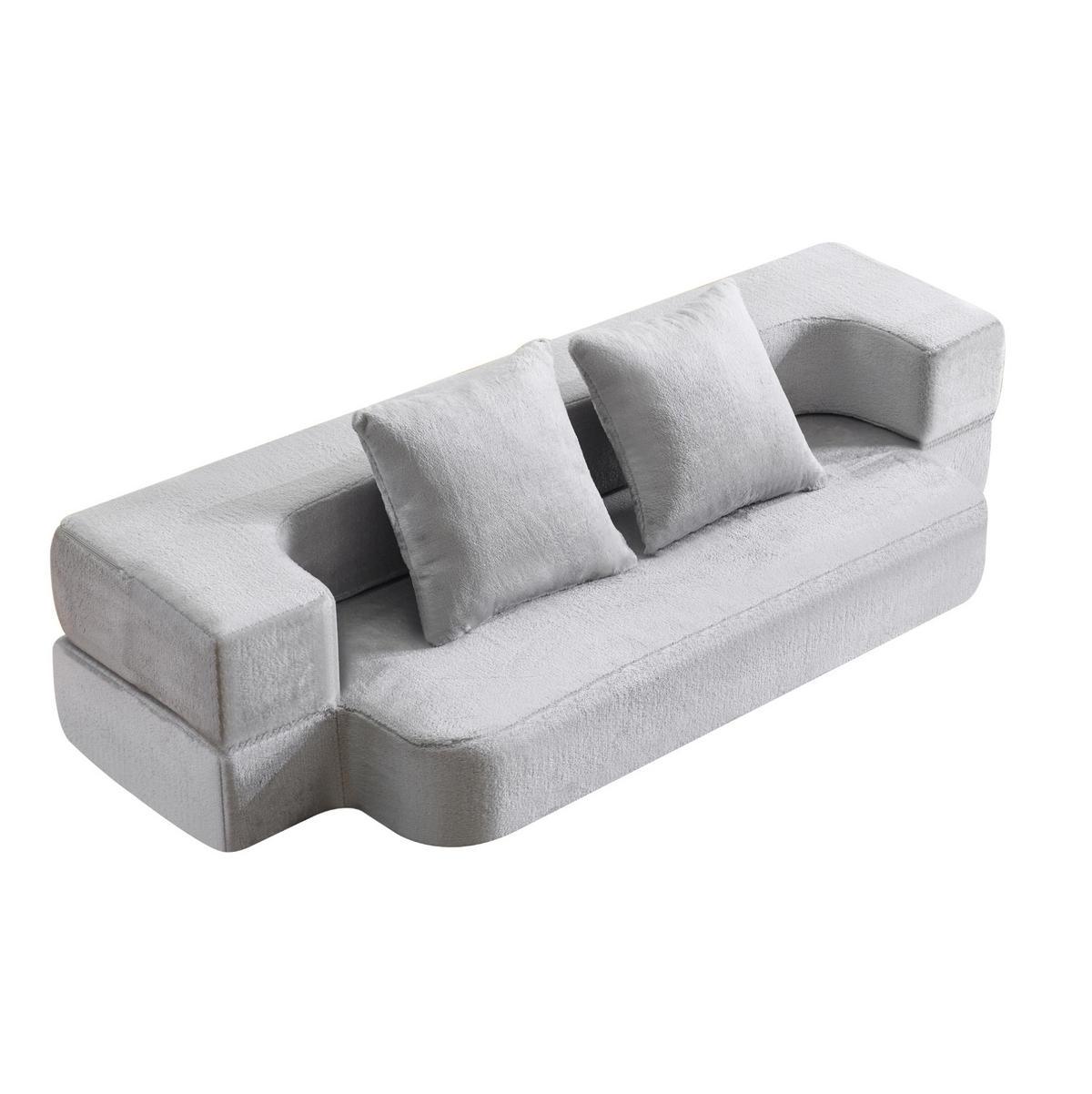 SCHLAFSOFA aus Schaumstoff Hellgrau 2-in-1 als Sitzsofa und Schlafmöglichkeit mit Memory-Schaum und Kissen - Hellgrau, Kunststoff (190/48/52cm) - Modfu