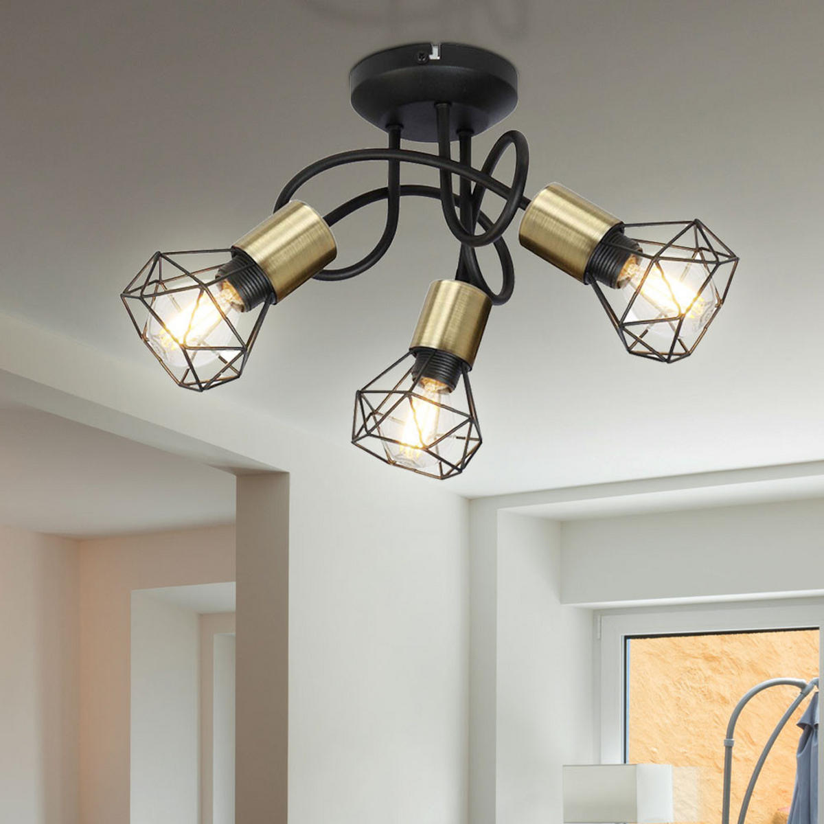 LED DECKENLEUCHTE Metall Schwarz Gitteroptik - Schwarz, Metall (38/38/21cm)